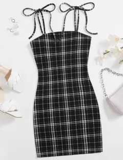 チェック柄キャミワンピース