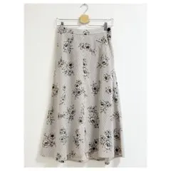 m529_IENA 美品｜ストライプフラワースカート 花柄 36