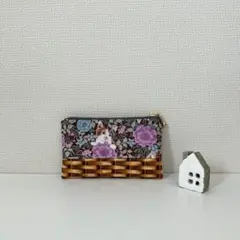 猫と花柄のミニミニポーチ