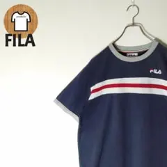 FILA リンガーTシャツ L ワンポイント刺繍ロゴ 古着 A822のサムネイル
