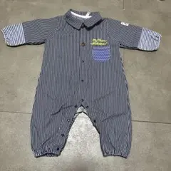 ベビー服 ロンパース 70-80サイズ ストライプ ネイビー　関西ファッション