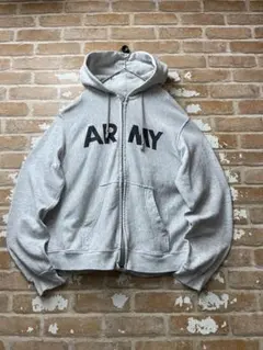 90s US ARMY ジップパーカー パーカー　ミリタリー　グレー　PFUのサムネイル