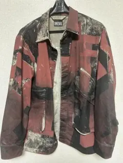 定価9.9万 DIESELデニムシャツジャケット M相当グラフィック加工 赤