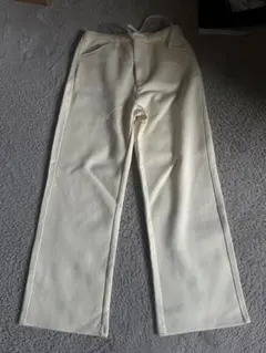 メンズ　クリーム色 ストレートパンツ ゴムウエスト