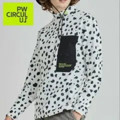 PW　CIRCULUS Lサイズ レオパード 裏フリース モックネック　白　黒