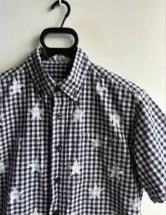 【美品】OVER THE STRIPES 半袖シャツ チェック×スター 日本製のサムネイル