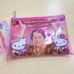 マツケンサンバ✕ハローキティクリアフラットポーチ（S）ハート　キティ　ミミィ
