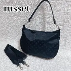 russet 2wayバック　ショルダーバッグ　モノグラム　総柄　ネイビー