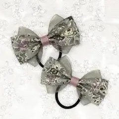 5928 ハンドメイド ヘアゴム リバティ生地(テイタム)×オーガンジーリボン