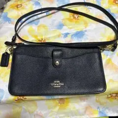 COACH 黒ネイビーレザー ショルダーバッグ