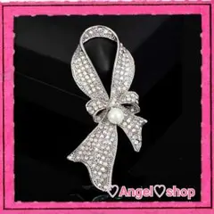 パール ブローチ リボン フォーマル クリスタル 卒業式 入学式