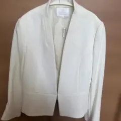 23区 ノーカラージャケット 38 白 日本製 セレモニー　ツイード