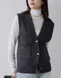 CALLANDAGALANTE ニットベスト ダークグレー