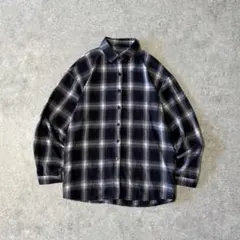 ヴィンテージ オンブレチェックシャツ シャドーチェックシャツ ブラック 長袖