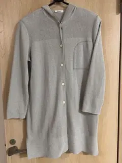 BLANCE フード付きロングニットカーディガン グレー サイズ42