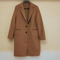 GU ジーユー】ロングコート ウール混合 ブラウン M シンプル
