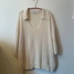 美品✨23SS✨オーラリー サマーニット スキッパーポロシャツ エクリュ