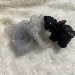 シフォンパールビーズ付きシュシュ3点セット