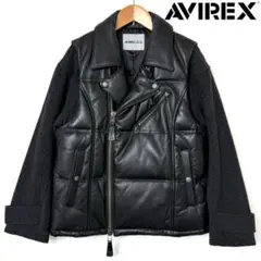 AVIREX アビレックス レザーダウンベスト ブラック M - メルカリ