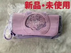 【新品・未使用】シャカシャカ動く！猫耳ペンケース パープル 大容量 筆箱 ポーチ
