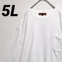 トップス 長袖Tシャツ ホワイト 大きいサイズ オーバサイズ 胸ポケット 5L