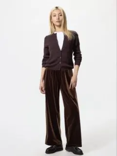 UNIQLO ソフトベロアイージーパンツ/ブラウンL