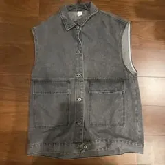 グレー デニム ノースリーブジャケット