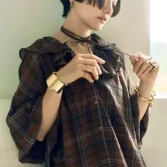 studio CLIP《高山都さんコラボ》 コットン柄アソートフリルブラウス