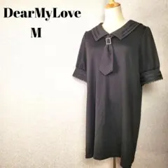 DearMyLoveディアマイラブM黒セーラーワンピース 半袖タイ付レース地雷系