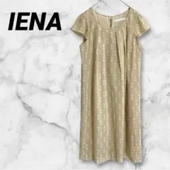 ✨美品✨【IENA】イエナ ドット柄 ひざ丈 半袖ワンピース 軽量 ベージュ