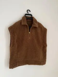 ブラウン フリース ノースリーブベスト