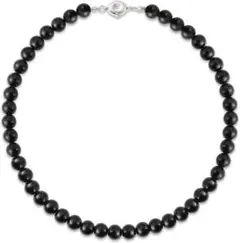 【冠婚葬祭に】パールネックレス 8mm 黒真珠 ブラックパール ボックス付き