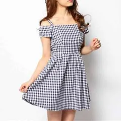 【dazzlin】ギンガムチェック オフショルワンピース