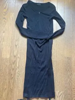 D&G ブラック ニットワンピース ジップアップ