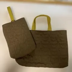 クマ模様キルティングトートバッグセット