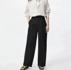 UNIQLO ブラック スラックスパンツ 丈長め M