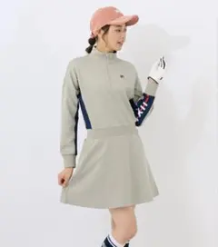 【FILA GOLF】レディース ゴルフワンピース／長袖 グレー　ネイビー　M