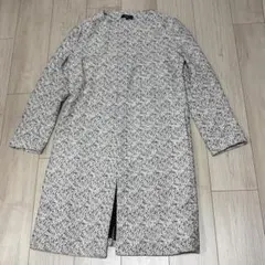 セオリー 定価約7.5万 ツイードコート ノーカラー Sサイズ 白×黒