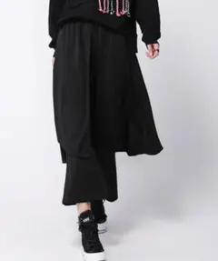 黒 レイヤード ガウチョパンツ