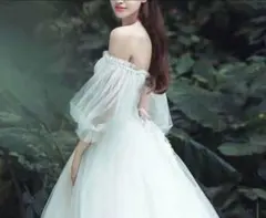 ウエディング　パフスリーブ　結婚式　つけ袖　ドレス