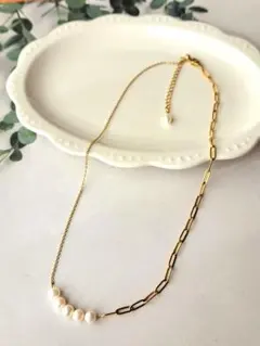 淡水パールAAA チェーンネックレス　アレルギー対応　シンプル　卒入学式