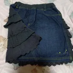 Trois Lapins フリル付きデニムスカート　150cm