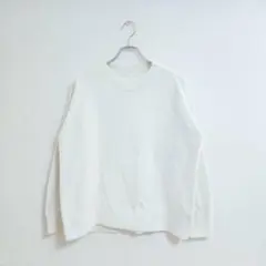 UNIQLO ニット XL オフホワイト もこもこ クルーネック セーター 秋冬