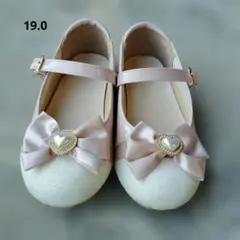 ピンクのリボン付きフォーマルシューズ　19.0