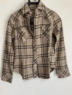 フランネルチェックシャツ ブラウン系 長袖