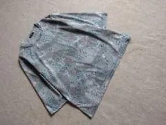 シニアミセス　グレー 花柄 五分袖 Tシャツ