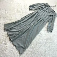 ✨【ジーユー】M 緑系 ワンピース ロング丈 薄手 さらさら生地 春秋