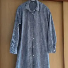 無印良品 MUJI リネン 100% 洗いざらし 長袖 シャツ ワンピース　S