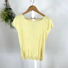 T1130 ノリーズ　ニット　薄手　黄色　美品　フレンチスリーブ　セール