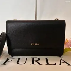 【訳あり極美品】フルラ リーヴァ 3way ショルダーウォレット ミニバッグ 黒